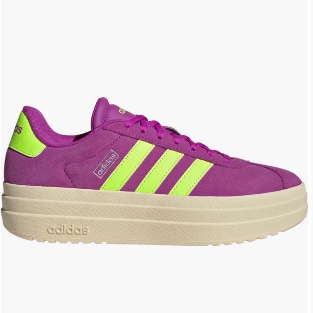 Adidas Women's Vibrant Purple and Lime Sneakers